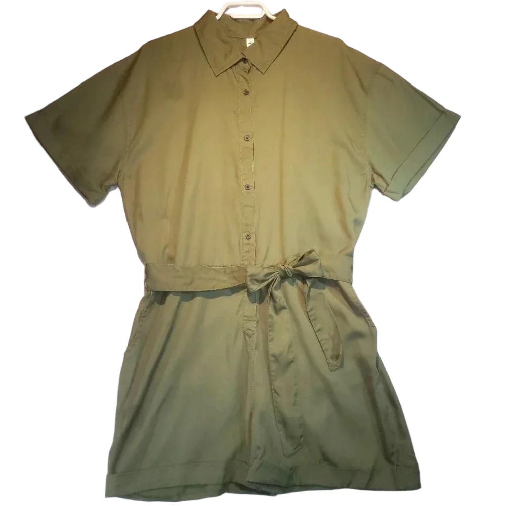 Ripzone Cypress Green NWT Short Sleeve Button Down Romper Size  Large